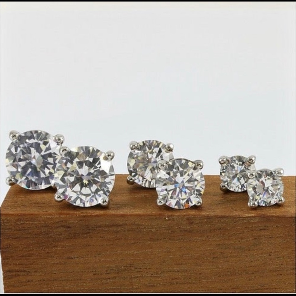 3 sets of 14k White Gold Filled Stud Earrings